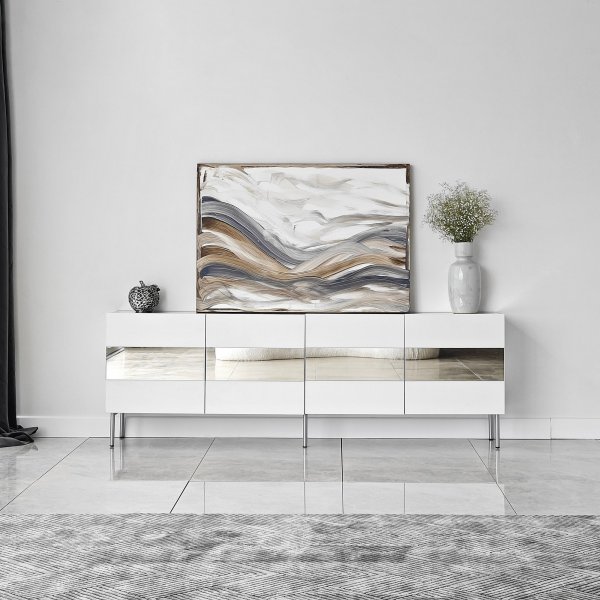 Banc média Leon - Blanc/argent Banc média Leon - Blanc/argent