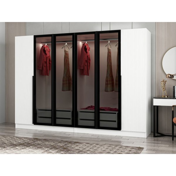 Cikani kledingkast met spiegeldeuren 225x52x210 cm - Wit Cikani kledingkast met spiegeldeuren 225x52x210 cm - Wit