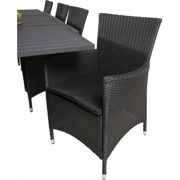 Marbella utematgrupp med 8 st Knick stolar - Svart