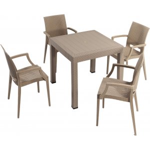 Meco buiteneetgroep met fauteuils - Cappuccino