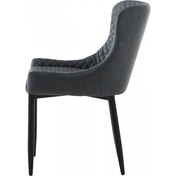 Chaise Bernt en PU gris motif losanges Chaise Bernt en PU gris motif losanges