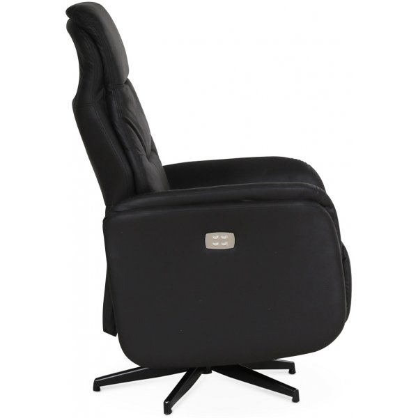 Comfort Saga (el) reclinerfåtölj med inbyggt fotstöd - Svart ecoläder Comfort Saga (el) reclinerfåtölj med inbyggt fotstöd - Svart ecoläder
