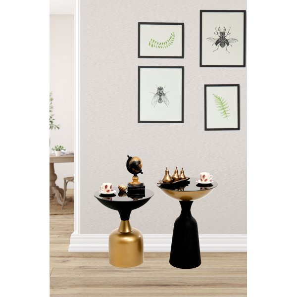 Chalice sidobord set 46/56 cm - Svart/guld Chalice sidobord set 46/56 cm - Svart/guld