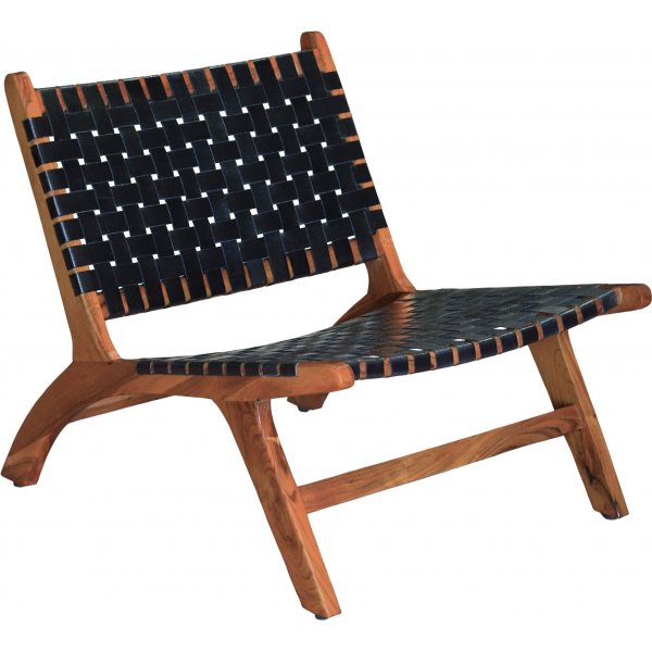 Porto Bello Ftlj Teak / Svart Anilinlder + Textilrengring fr mbler