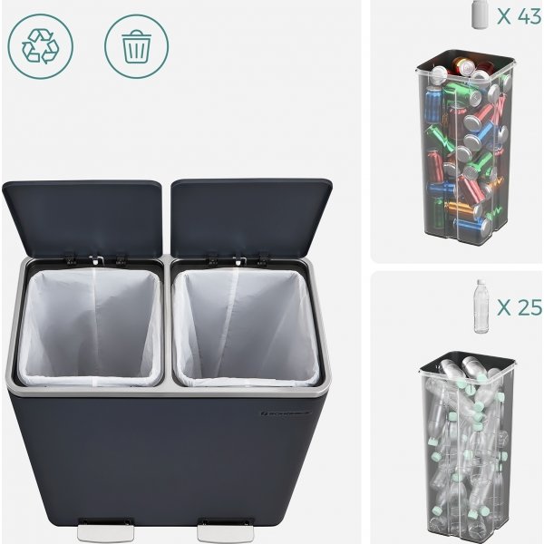 Daloa afvalbak 60 l - Grijs Daloa afvalbak 60 l - Grijs