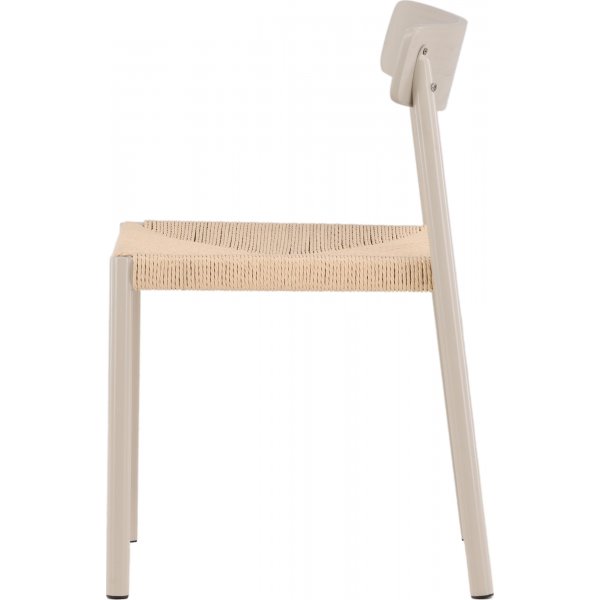 Chaise de salle à manger avec assise en rotin - Greige Chaise de salle à manger avec assise en rotin - Greige