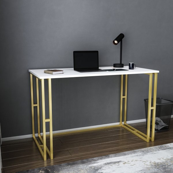 Kane skrivbord 120 x 60 cm - Guld/vit Kane skrivbord 120 x 60 cm - Guld/vit