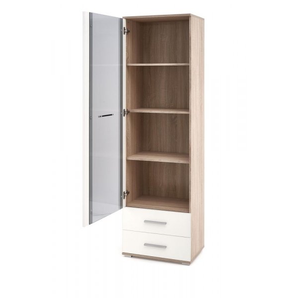 Abdel vitrinekast - Sonoma eiken/wit