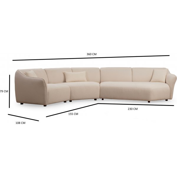 Mentis hoekbank 360 cm - Creme Mentis hoekbank 360 cm - Creme