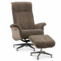 Reclinerftlj med fotpall i kta frskinn ek/mrkbeige - Ulla + Textilrengring fr mbler
