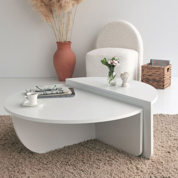 Table basse podium 90 x 90 cm - Blanc