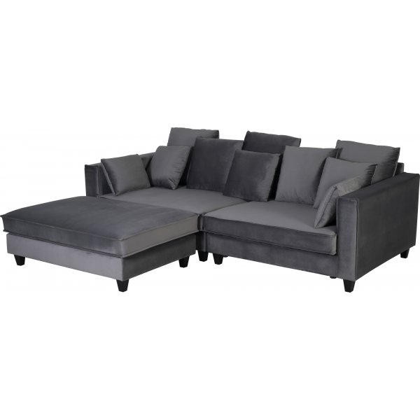 Fotpall 122x86 cm mörkgrå sammet - Brandy + Fläckborttagare för möbler Fotpall 122x86 cm mörkgrå sammet - Brandy + Fläckborttagare för möbler