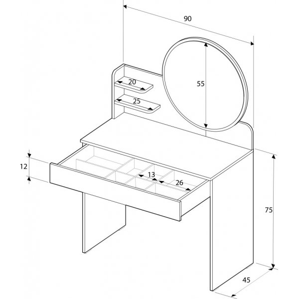 Timu sminkbord 708 - Mink Timu sminkbord 708 - Mink