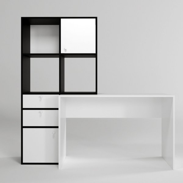 Bureau Cannes 164x55 cm - Blanc/noir Bureau Cannes 164x55 cm - Blanc/noir