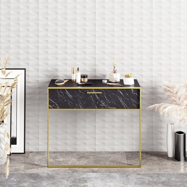 Polka bijzettafel 90 x 38,5 cm - Goud/zwart