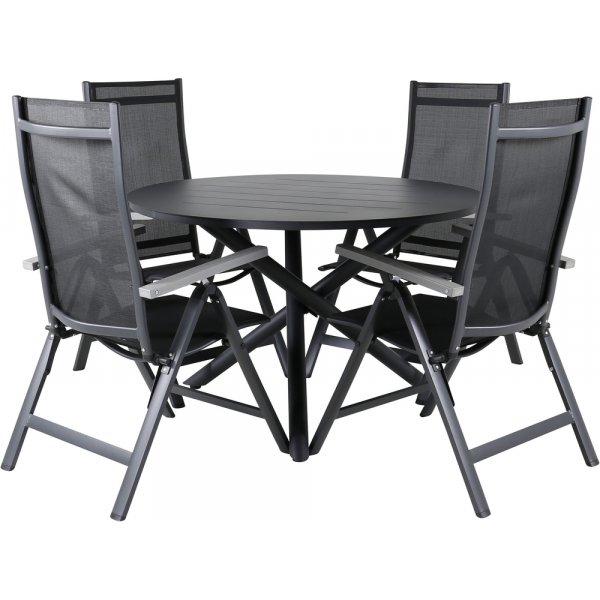 Alma utematgrupp med 4 st Albany stolar - Svart/Grå Alma utematgrupp med 4 st Albany stolar - Svart/Grå