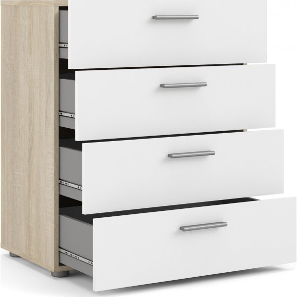 Pepe ladekast met 4 lades - Eiken/wit Pepe ladekast met 4 lades - Eiken/wit