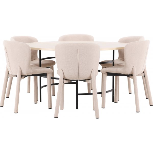 Matbord Copenhagen med 6 st Astoria stolar - Beige/svart/whitewash Matbord Copenhagen med 6 st Astoria stolar - Beige/svart/whitewash