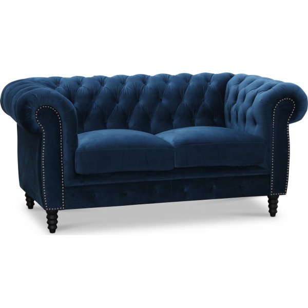 Chesterfield Cambridge 2-sits soffa - Blå sammet Chesterfield Cambridge 2-sits soffa - Blå sammet