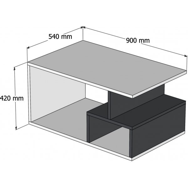 Table basse Arte 90 x 42 cm - Noyer fonc/blanc