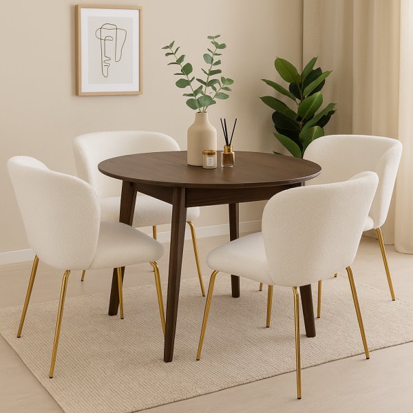 Stol i boucl med ben i mssing