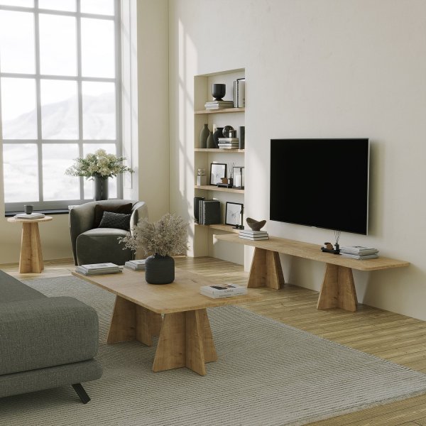 Paddenstoel tv-meubel - Saffier eiken Paddenstoel tv-meubel - Saffier eiken