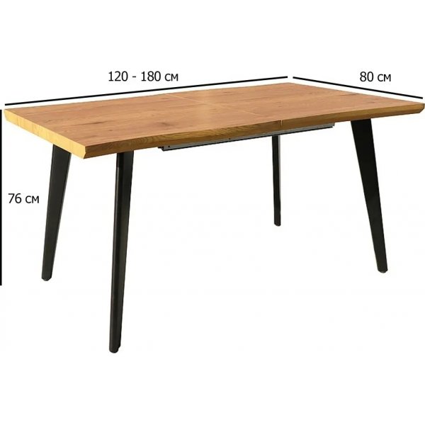 Table  manger Fresno 120-180 cm - Chne/noir