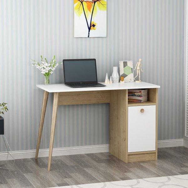 Bureau Corso 110x50 cm - Blanc/chne saphir