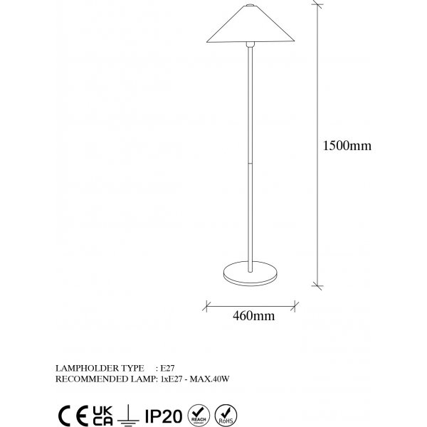 Lampadaire Misha 11511 - Or/noir