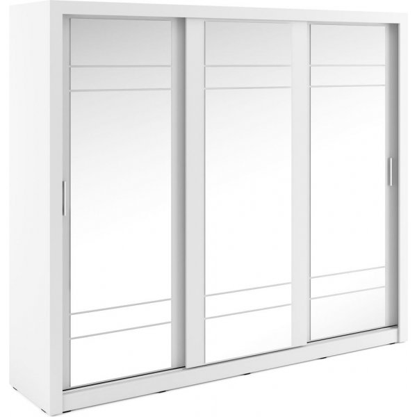 Mervyn vit garderob med spegel och inredning - Bredd 250 cm