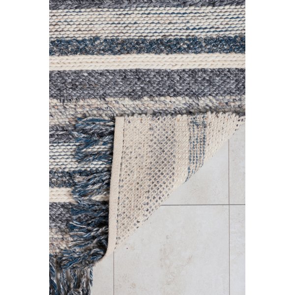 Teg wollen vloerkleed - Marineblauw/grijs Teg wollen vloerkleed - Marineblauw/grijs