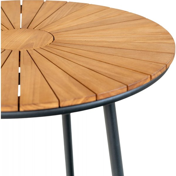 Groupe de restauration en plein air de Cleveland; 4 chaises avec table ronde - Teck/noir