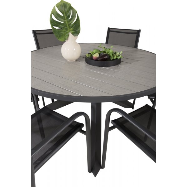 Parma utematgrupp med 6 st Santorini stolar - Svart/Gr