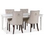 Paris matgrupp vitt bord med 4 st Tuva New Port stolar i beige tyg med rygghandtag