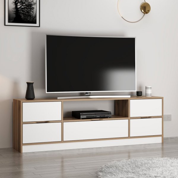 Meuble TV Elina - Blanc/marron