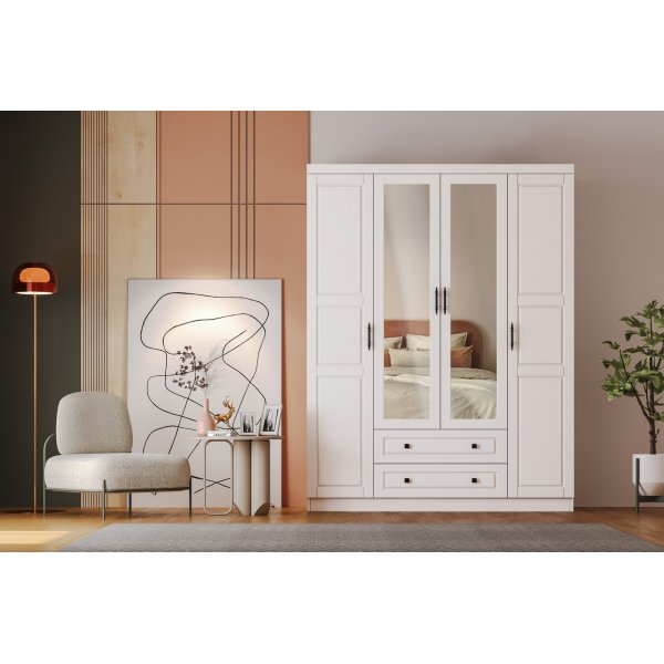 Armoire Bahar 140 x 50 x 210 cm - Blanc Armoire Bahar 140 x 50 x 210 cm - Blanc