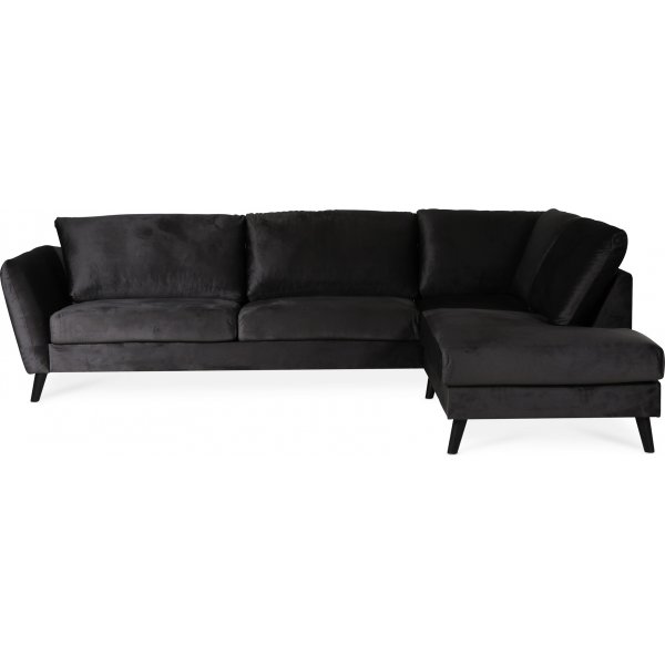 Country soffa med ppet avslut hger - Antracitgr (sammet)