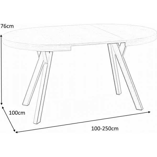 Table  manger Domingo 100-250 cm - Chne/noir