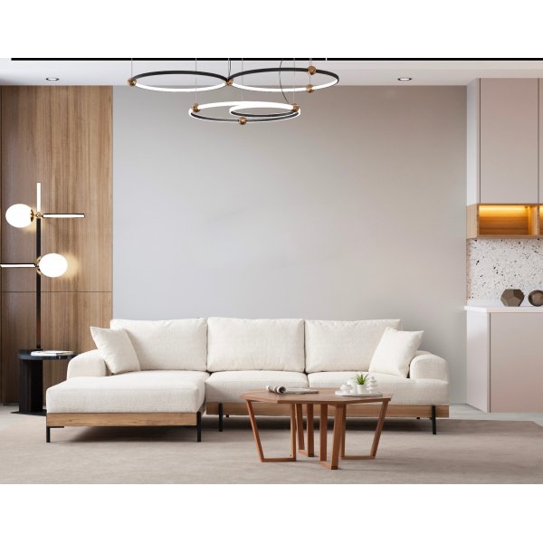 Canapé Eti divan gauche - Blanc/chêne Canapé Eti divan gauche - Blanc/chêne