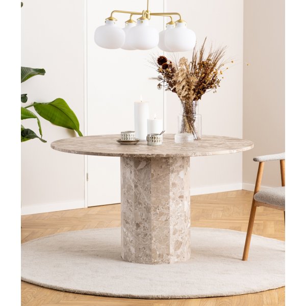 Pegani ronde eettafel 130 cm beige marmersteen