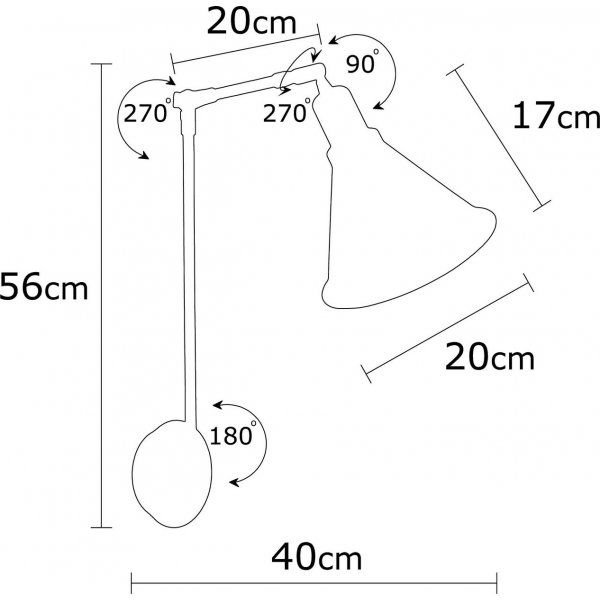 Berkeley wandlamp N-682 - Zwart