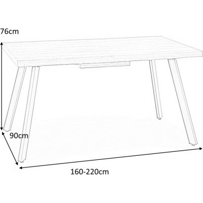 Gladwyn frlngningsbart matbord med butterfly 160-220 x 90 cm - Valnt/svart