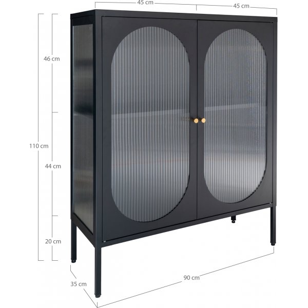 Adelaide vitrinekast 90x110 cm - Zwart