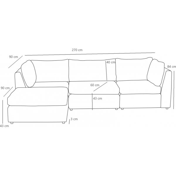 Mottona divansoffa - Ljusgrå Mottona divansoffa - Ljusgrå