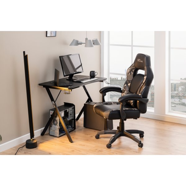 Chaise de bureau / chaise de jeu Canyon - PU noir/gris