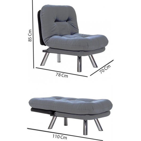 Fauteuil lit Misa - Gris clair Fauteuil lit Misa - Gris clair