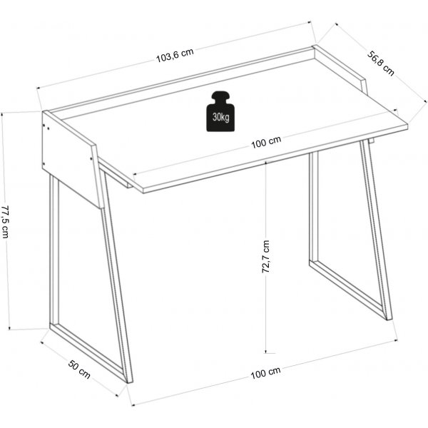 Ron skrivbord 103,6x56,8 cm - Vit Ron skrivbord 103,6x56,8 cm - Vit