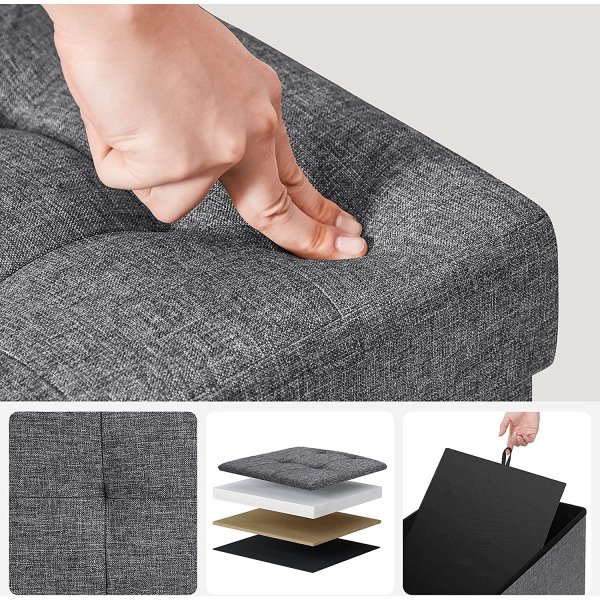 Banc Idris avec rangement 110 cm - Gris foncé Banc Idris avec rangement 110 cm - Gris foncé