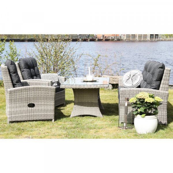 L�vlund utem�belgrupp st�llbara f�t�ljer - Whitewash konstrotting