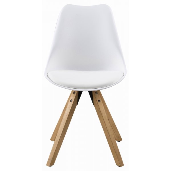 Chaise de salle à manger Dima - PU blanc/hévéa Chaise de salle à manger Dima - PU blanc/hévéa